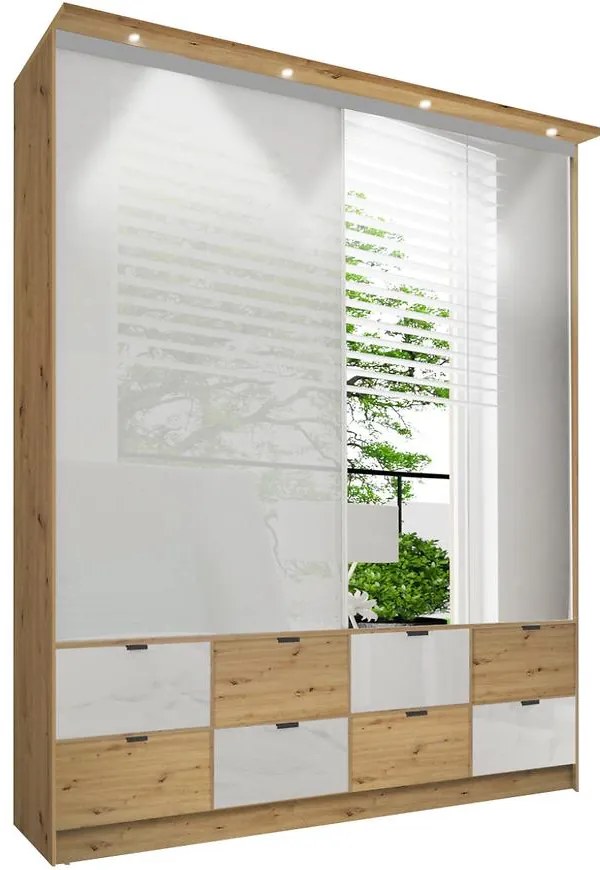 Skriňa Malaga 200 biely lesk/artisan