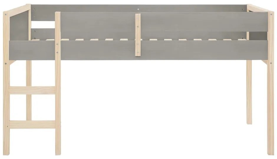 Vyvýšená detská posteľ z borovicového dreva v sivo-prírodnej farbe 90x200 cm Square – Støraa