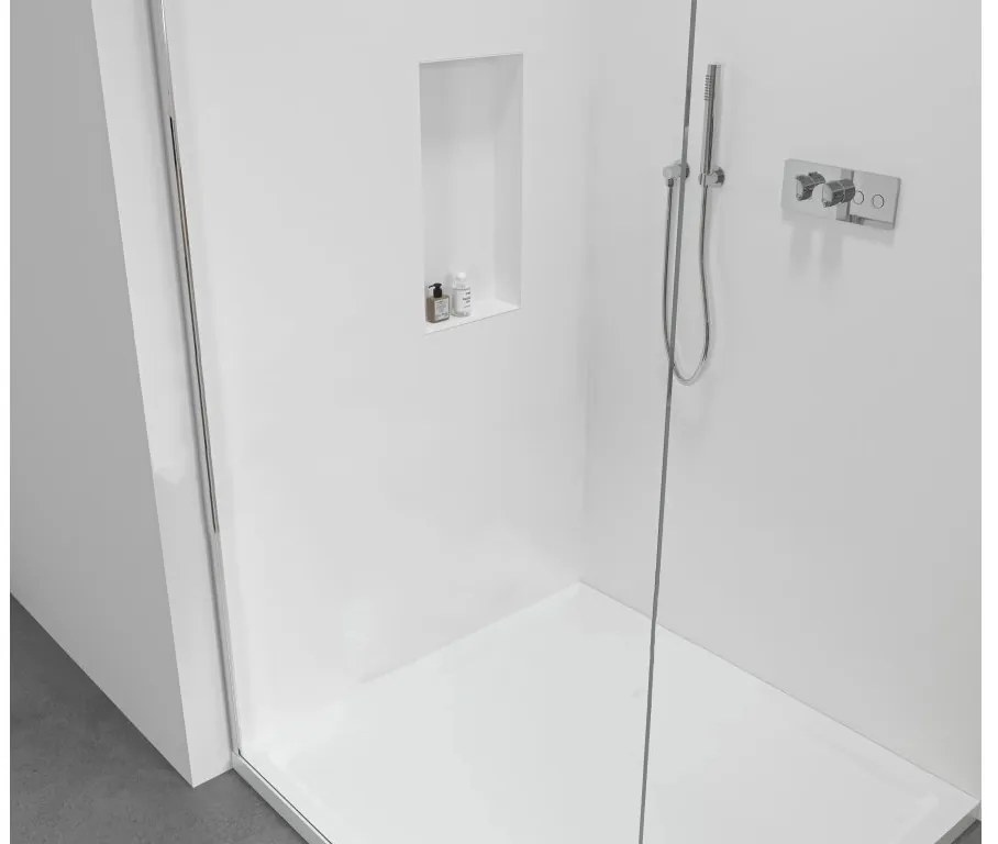 CERANO - Sprchová zástena Walk-in Onyx Ľ/P - guľatá vzpera - chróm, transparentné sklo - 130x200 cm, CER-CER-426385