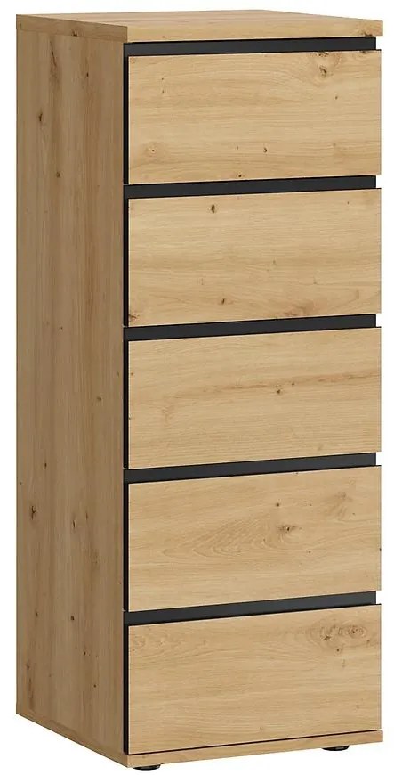 Komoda Naxos 5s dub artisan/dub artisan čierna mat