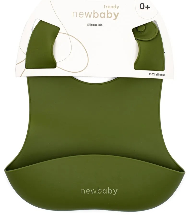 Silikónový podbradník New Baby olivovo zelený