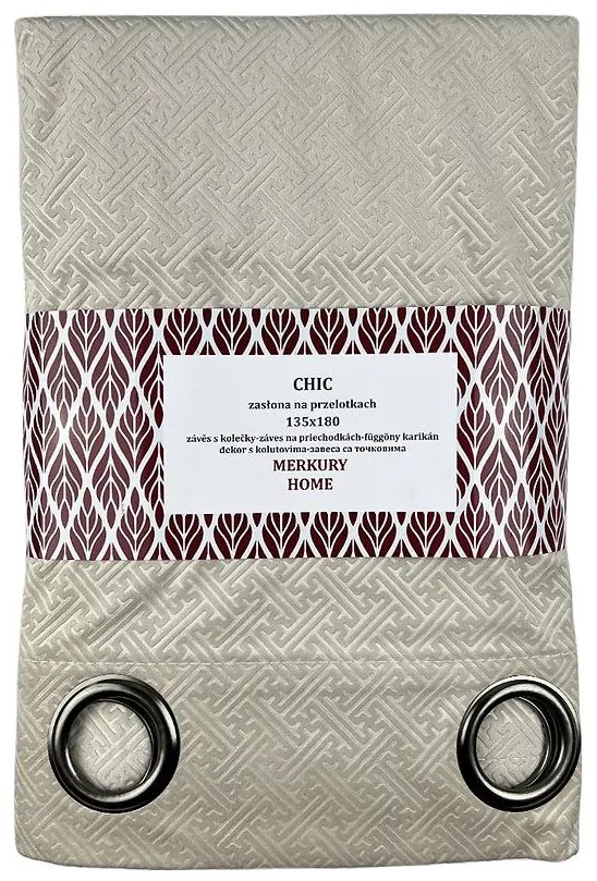 Záves Chic na priechodkách 135x180 ecru Merkury Home