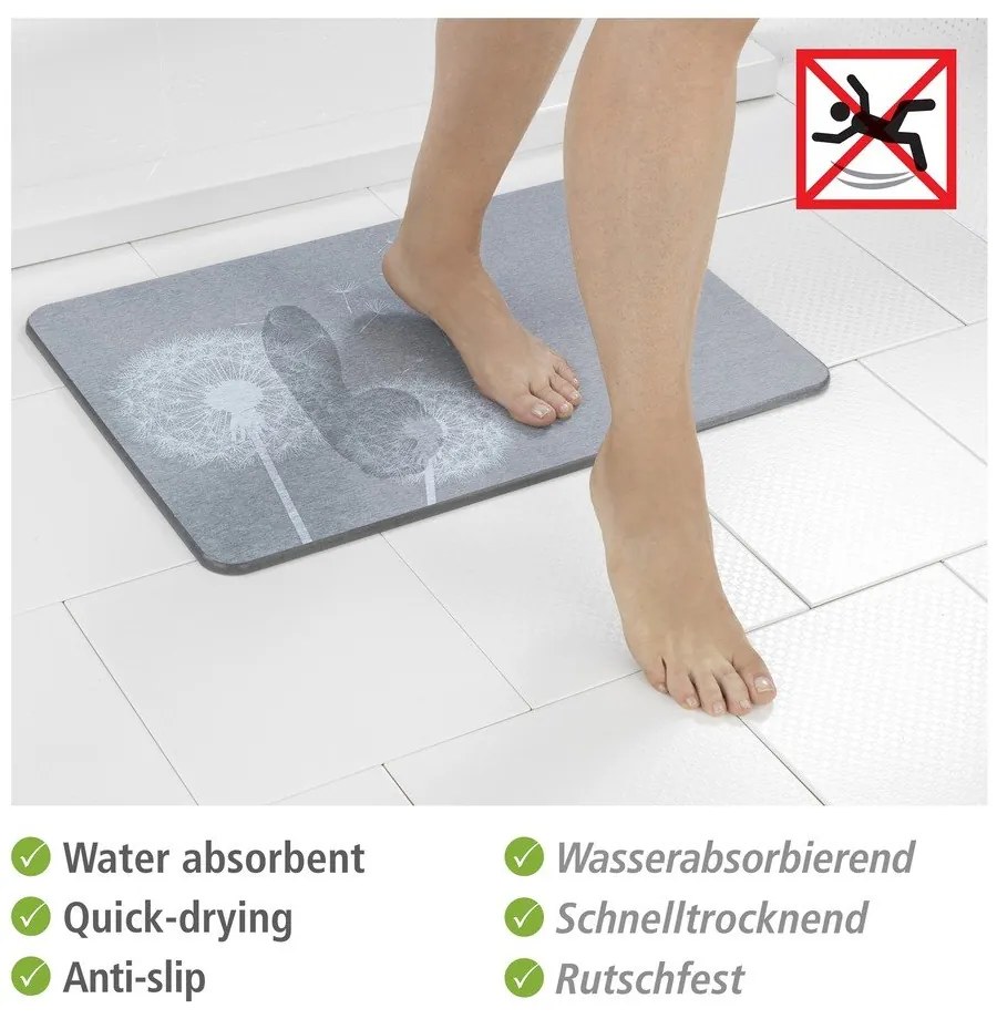 Sivá kúpeľňová predložka z kremeliny 39x60 cm Astera – Wenko