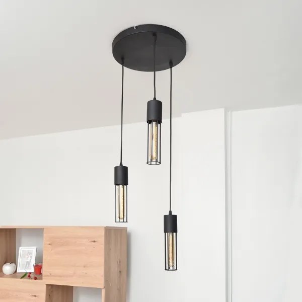 Luster na lanku MELODY 3xE27/15W/230V čierna