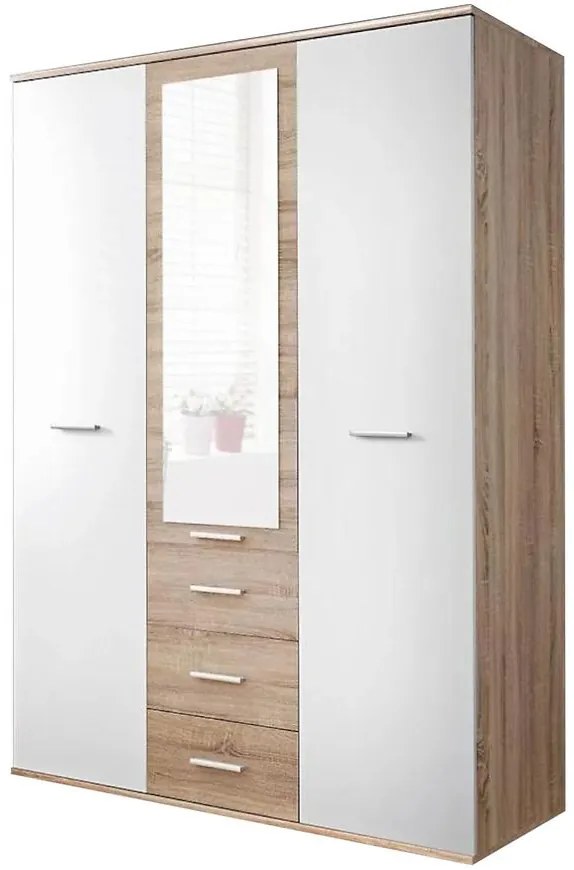 Skriňa Dino 3D3S dub sonoma/biely