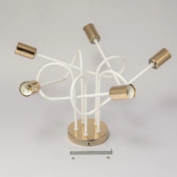 Pritrdjena stropna svetilka OXFORD 5xE27/15W/230V, zlata/bela