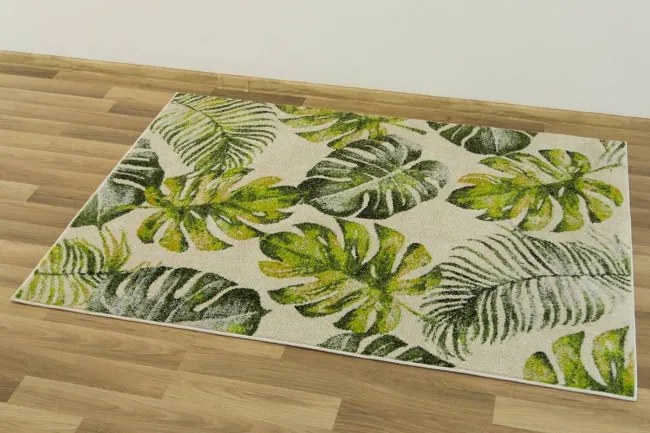 Koberec Green Garden E714 Lístie krémový / tmavozelený