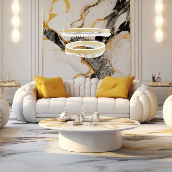 LED Luster na lanku LED/85W/230V pr. 60 cm zlatá