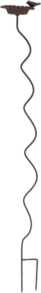 Zapichovacie napájadlo pre vtáky Spiral, 128x15,5 cm, liatina, hnedá