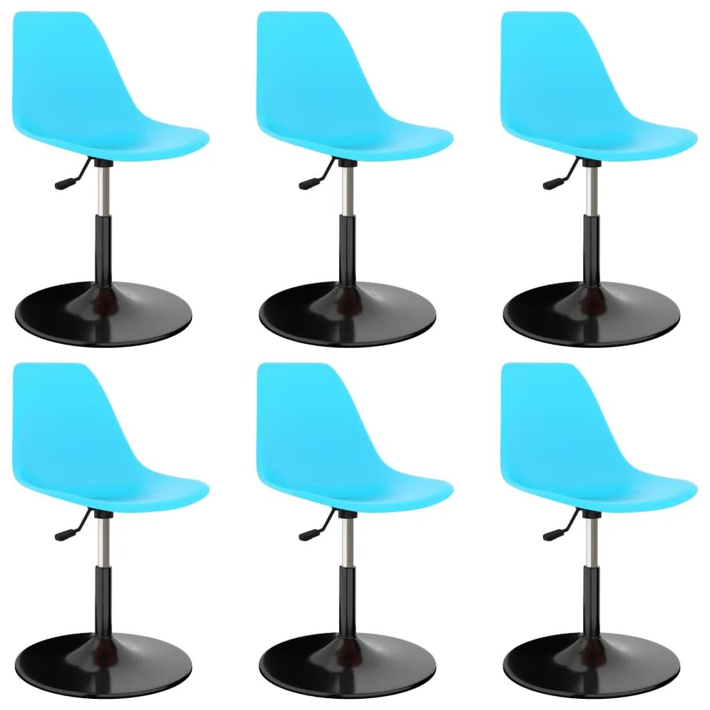 vidaXL Otočné jedálenské stoličky 6 ks, modré, PP