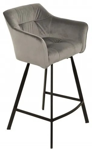 Barová stolička Loft zamat strieborná sivá