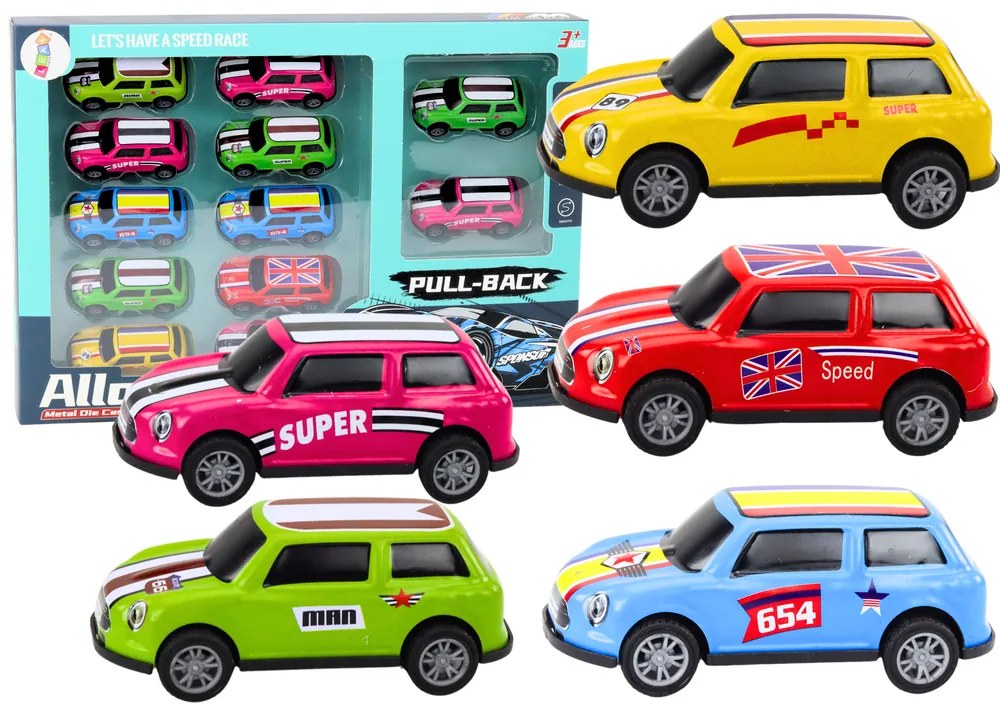LEAN TOYS Sada farebných áut – 12 kusov