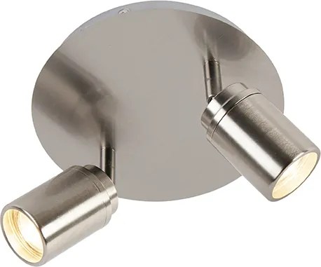 Moderné kúpeľňové bodové svietidlo oceľové 2-žiarovkové IP44 - Ducha