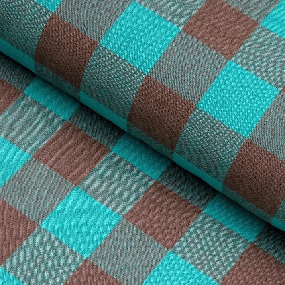 Biante Bavlnený štvorcový obrus Olivia OL-018 Tyrkysovo-hnedá kocka veľká 90x90 cm