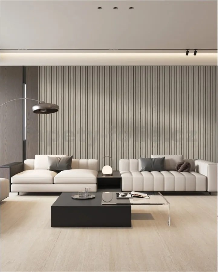 Samolepiace panely na stenu TPL0000008, cena za kus, rozmer 270 cm x 48,5 cm, lamely sivé , IMPOL TRADE