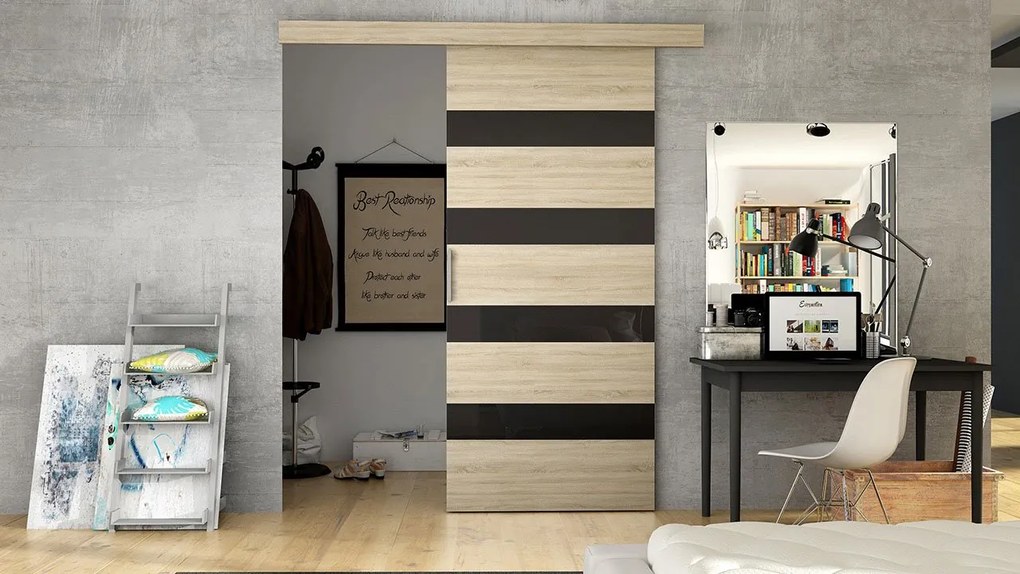 Interiérové posuvné dvere Opera 90 V, Farby: kašmír / biela lacobel