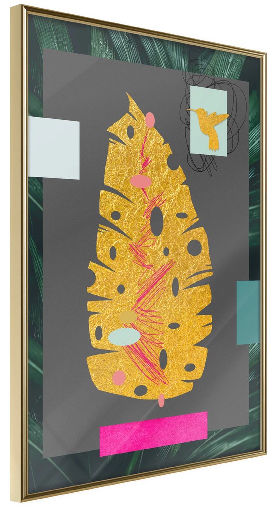 Artgeist Plagát - Golden Leaf [Poster] Veľkosť: 20x30, Verzia: Zlatý rám s passe-partout