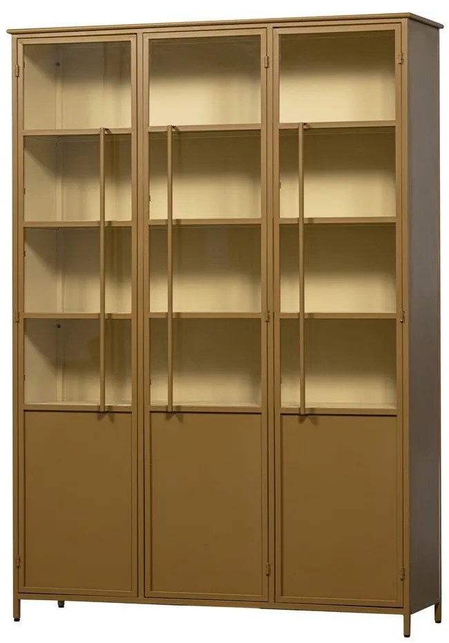 Kovová vitrína v horčicovej farbe 140x200x44 cm Exhibit – WOOOD