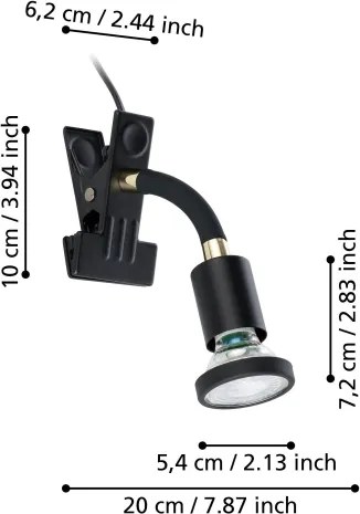 Eglo 300914 - LED lampa s klipom PARRINI 1xGU10/4,5W/230V čierna