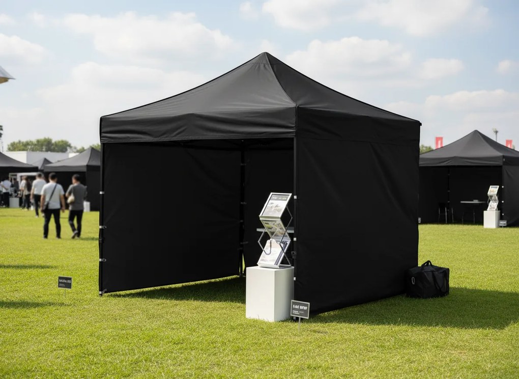 GARDEN LINE Nožnicový stan 3×3 m NAM5742 – záhradný a komerčný pavilón, čierny