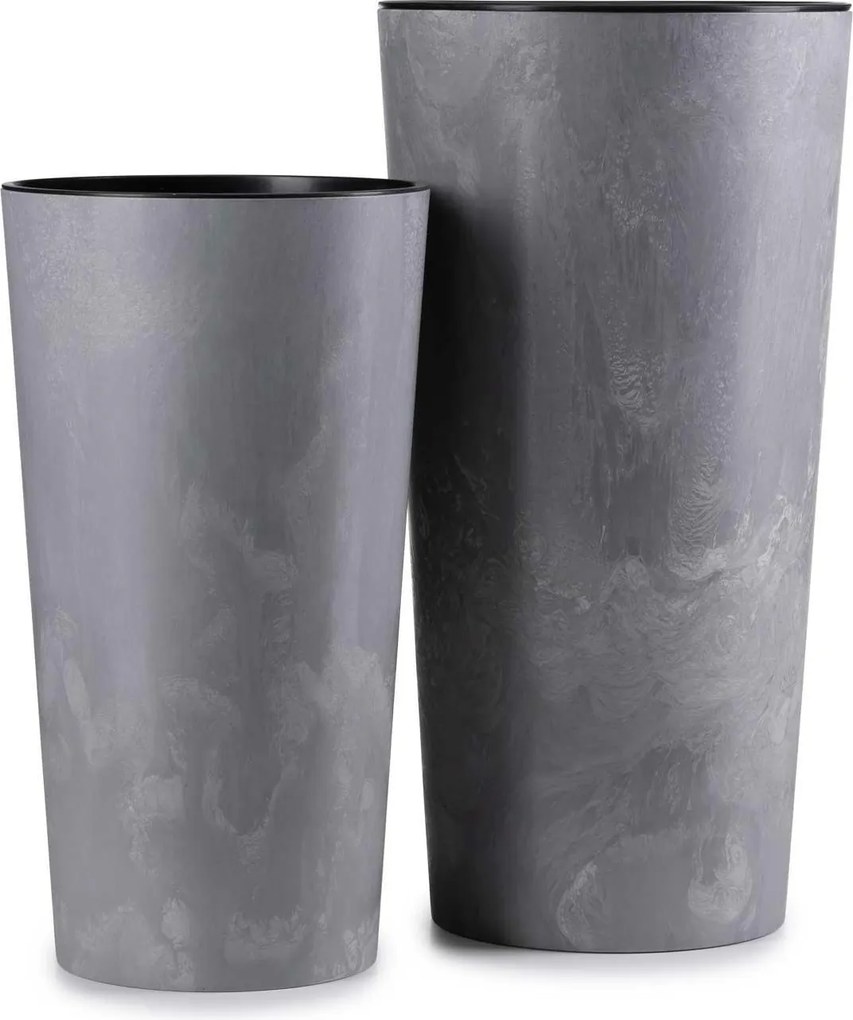 PLASTOVÝ KVETINÁČ URBANIKA SADA 2KS 57X30 CM+46,6X25,5 CM IMITÁCIA BETÓNU SIVÁ