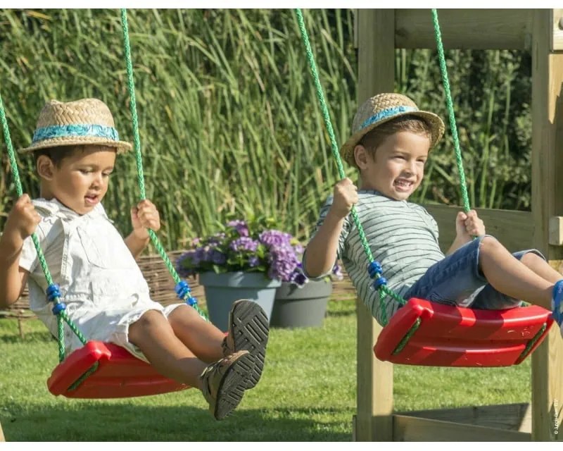 Ihrisko Jungle Cubby so šmykľavkou a modulom 2-Swing Frame 2.0