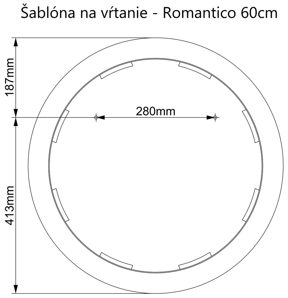 LED zrkadlo okrúhle Romantico ⌀60cm studená biela - wifi aplikácia