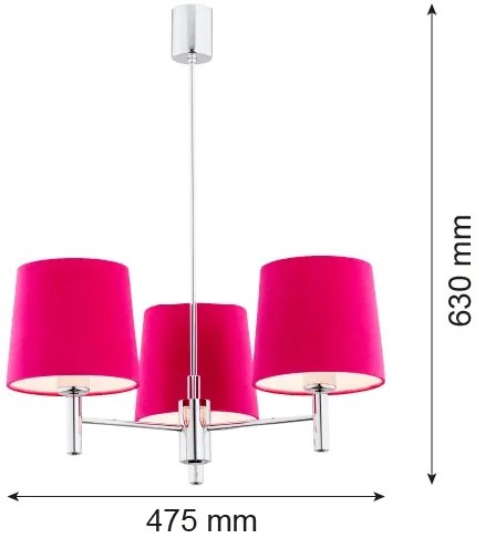 Argon 1382 - Luster na tyči BOLZANO 3xE27/15W/230V ružová/lesklý chróm