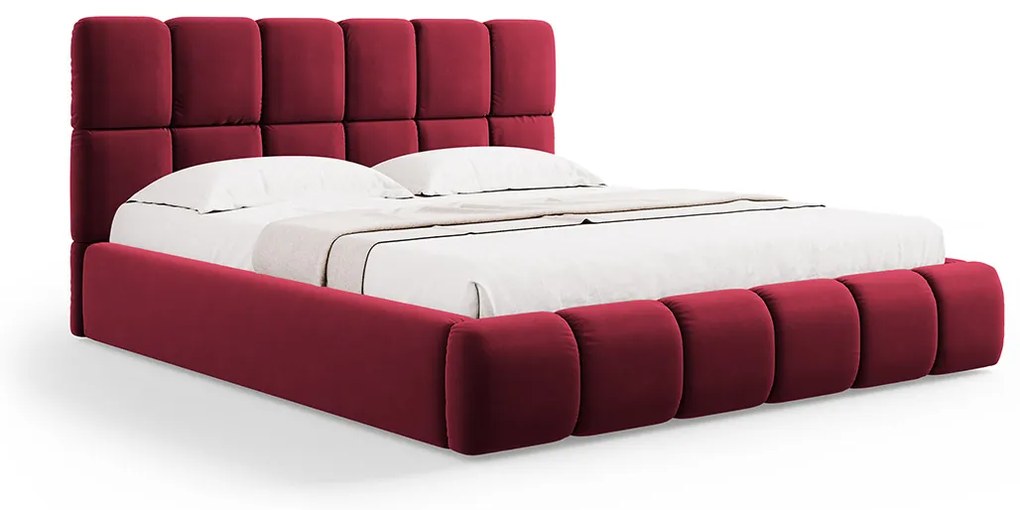 Micadoni Bellis moderná posteľ - Červená, Zamat, 200 cm