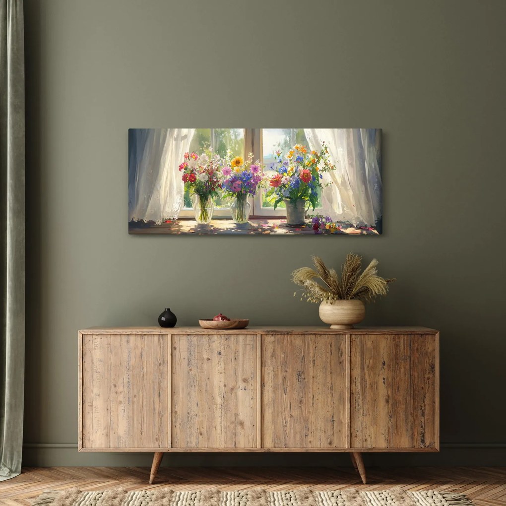 Obraz - Kytica pri okne (120x50 cm)