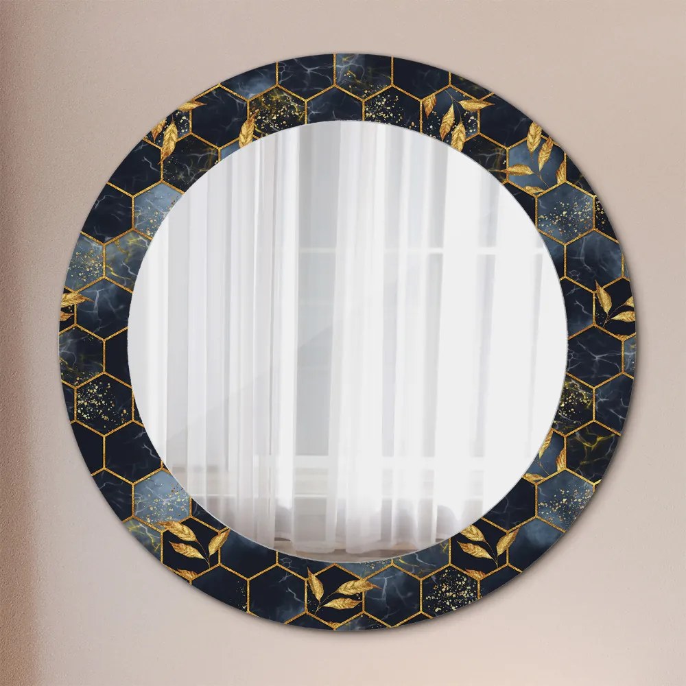 Okrúhle ozdobné zrkadlo Šesťuholník fi 60 cm