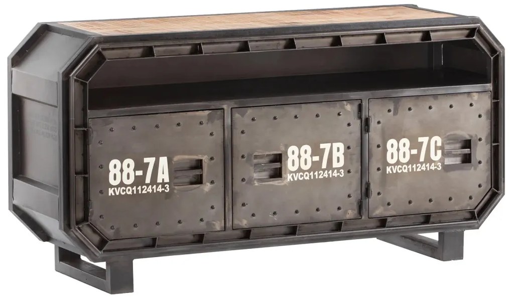 furniture-nabytek.cz - TV stolík Barkston kovový, sivá farba – 160×48×80 cm