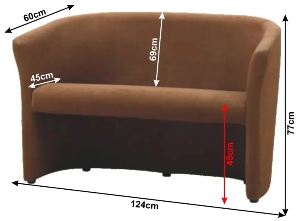 Konferenčné dvojkreslo Cuba - hnedá látka
