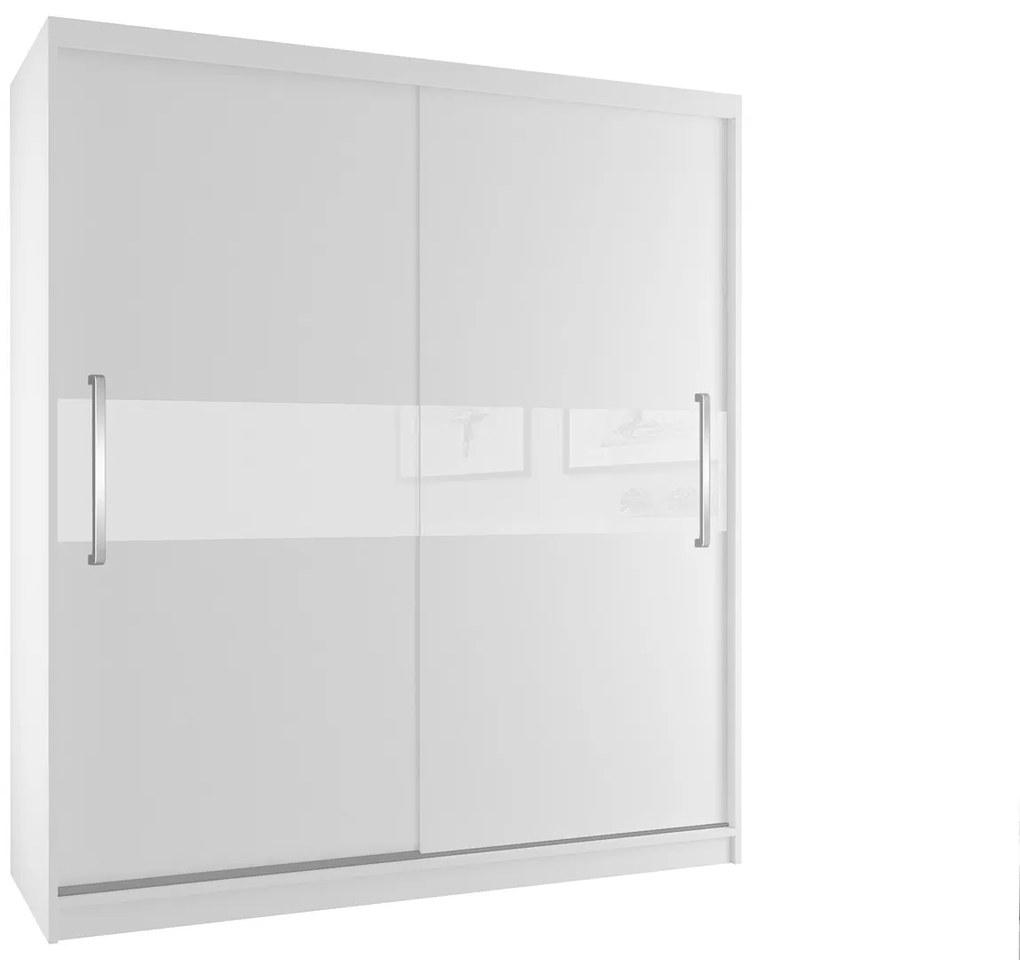 Šatníková skriňa 133 cm Belini biely mat s posuvnými dverami  SI SZP2/2/W/W/W/UU