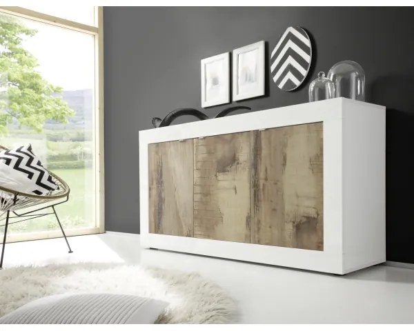 Komoda NERILA biela/hnedá
