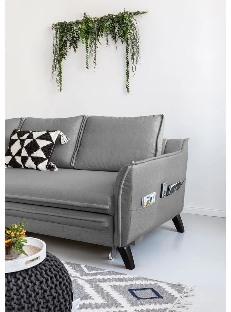 Tmavosivá rozkladacia rohová pohovka Miuform Charming Charlie, ľavý roh