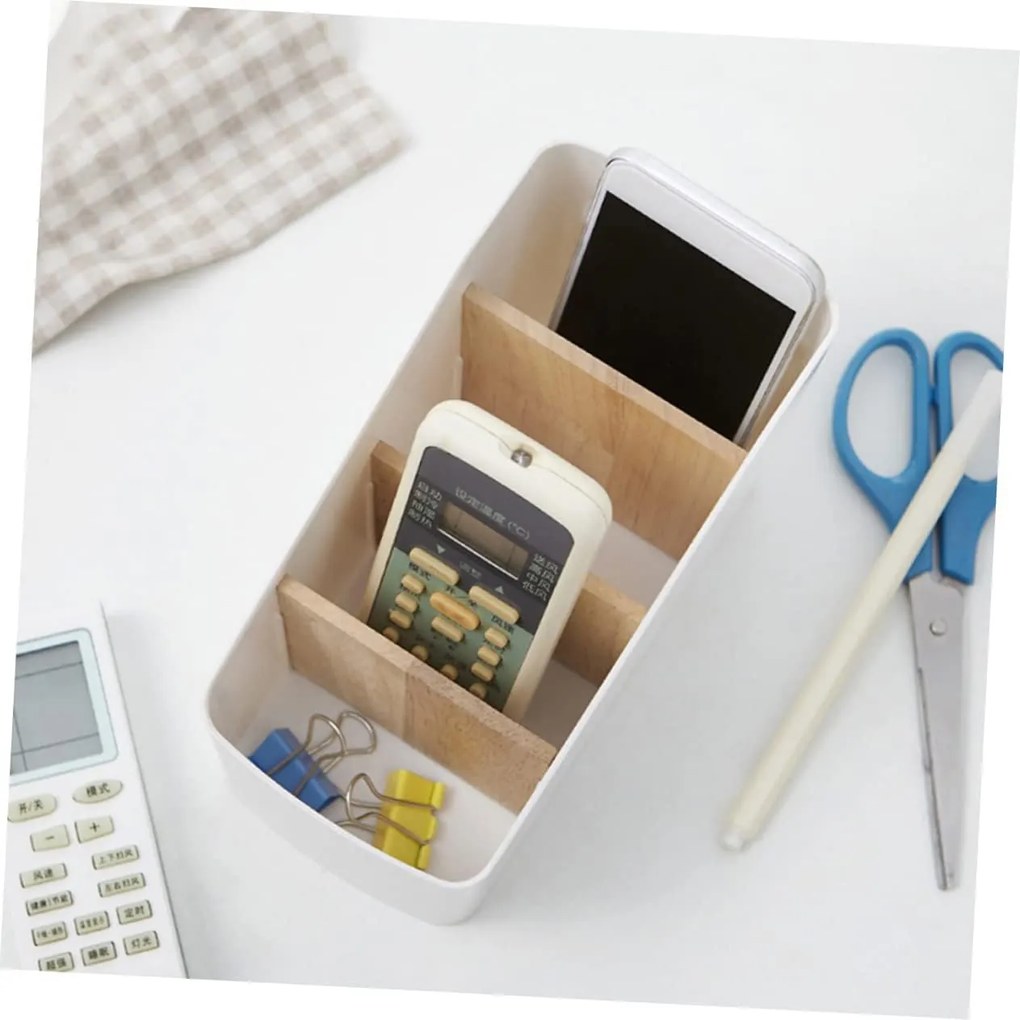 ALTOM Organizér s bambusovými priehradkami, biely OWELEK, S - 10x17x13