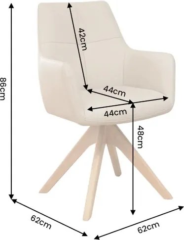 Dizajnová otočná stolička Devassy béžová koža / dub