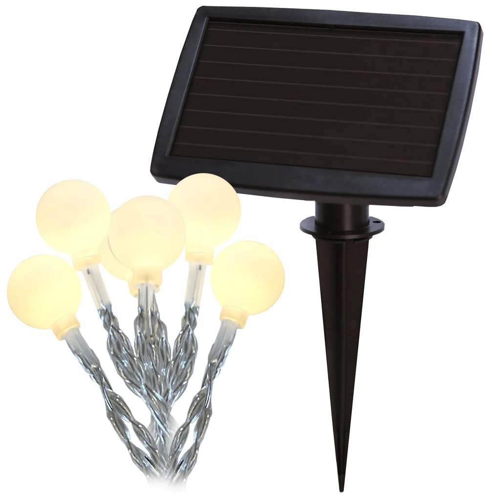 Solárna svetelná reťaz 20 svetielok dĺžka 4,75 m Star Trading Globini - číry