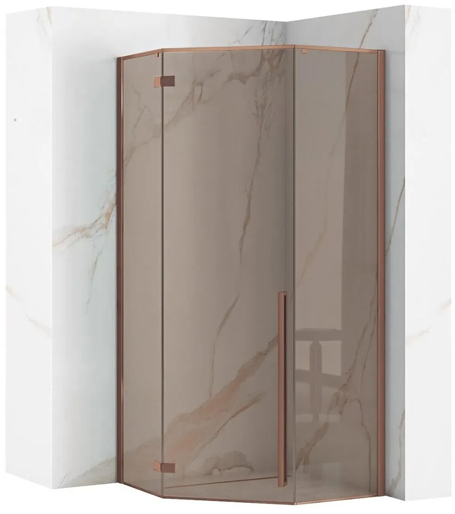 Rea Diamond, päťuholníkový sprchový kút 90 x 90 cm, 6mm šedé sklo, medená matná, REA-K6966