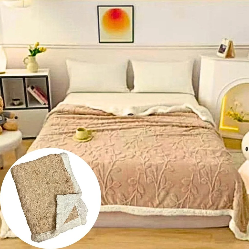 Deka Flower luxury baranková z mikroplyšu béžová 200x230cm TiaHome