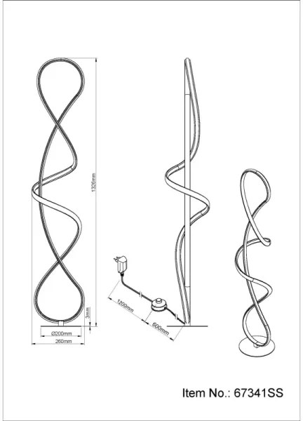 Globo 67341SS - LED Stojacia lampa SWIRL LED/36W/230V čierna