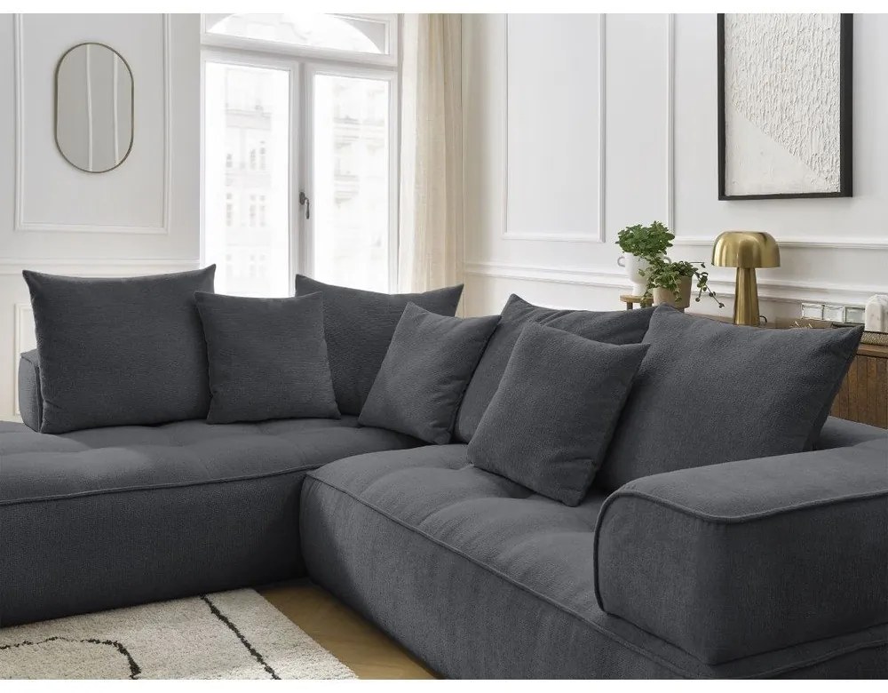 Tmavosivá ženilková rohová pohovka (ľavý roh/do L) Whesley – Bobochic Paris