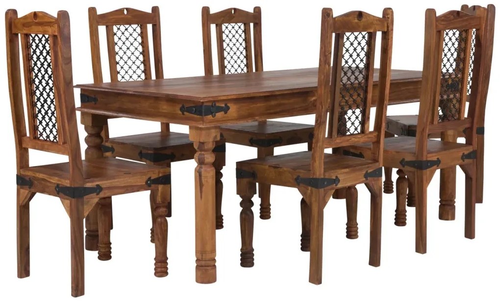 furniture-nabytek.cz - Masívna jedálenská súprava Merlin I z palisandra, lakovaná, hnedá – stôl 150x90 cm + 6 stoličiek