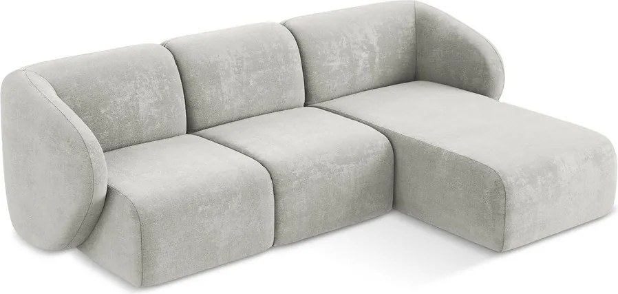 Svetlosivá ženilková rohová pohovka (pravý roh/s leňoškou) Lani – Makamii