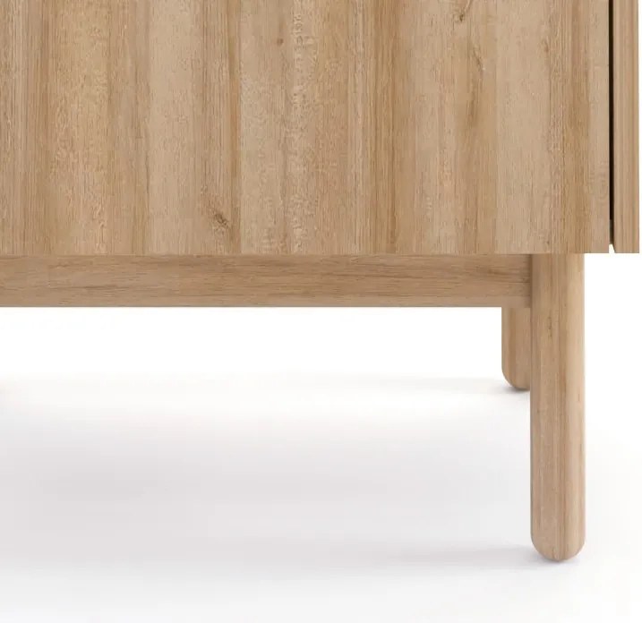 Nočný stolík Boho, dub riviéra/biely mramor