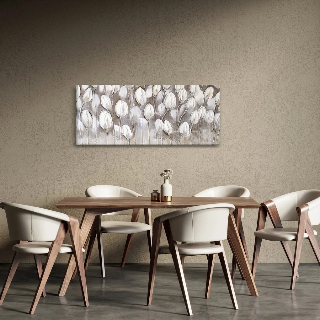 Obraz - Štruktúrované tulipány (120x50 cm)