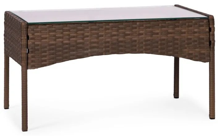 Záhradný set ratanového nábytku: Lavica + stolík + 2 kreslá - hnedá