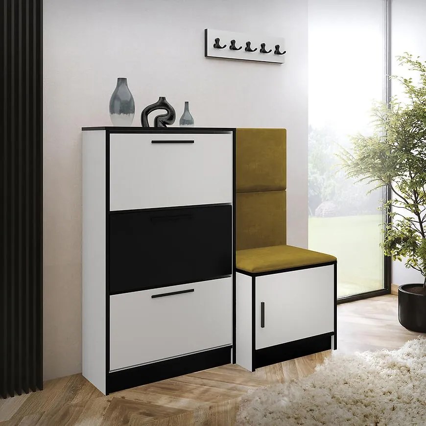 Skrinka na topánky Kpl Foli Biela + Žltá (KRONOS 01)