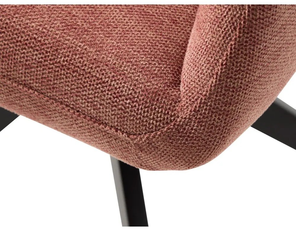 Ružové čalúnené jedálenské kreslo s podrúčkami Roxana – Unique Furniture
